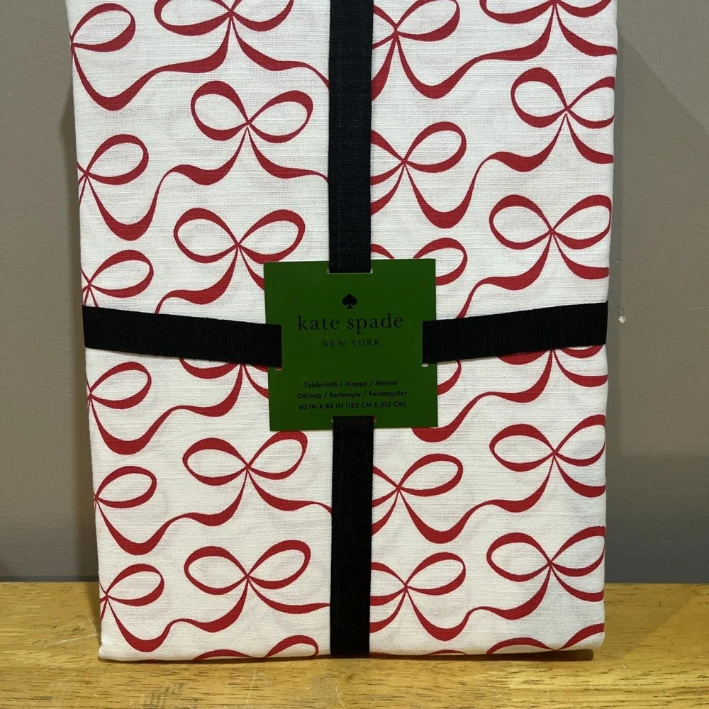 Kate Spade NY Valentine/Christmas Tablecloth Red Bow 60x84